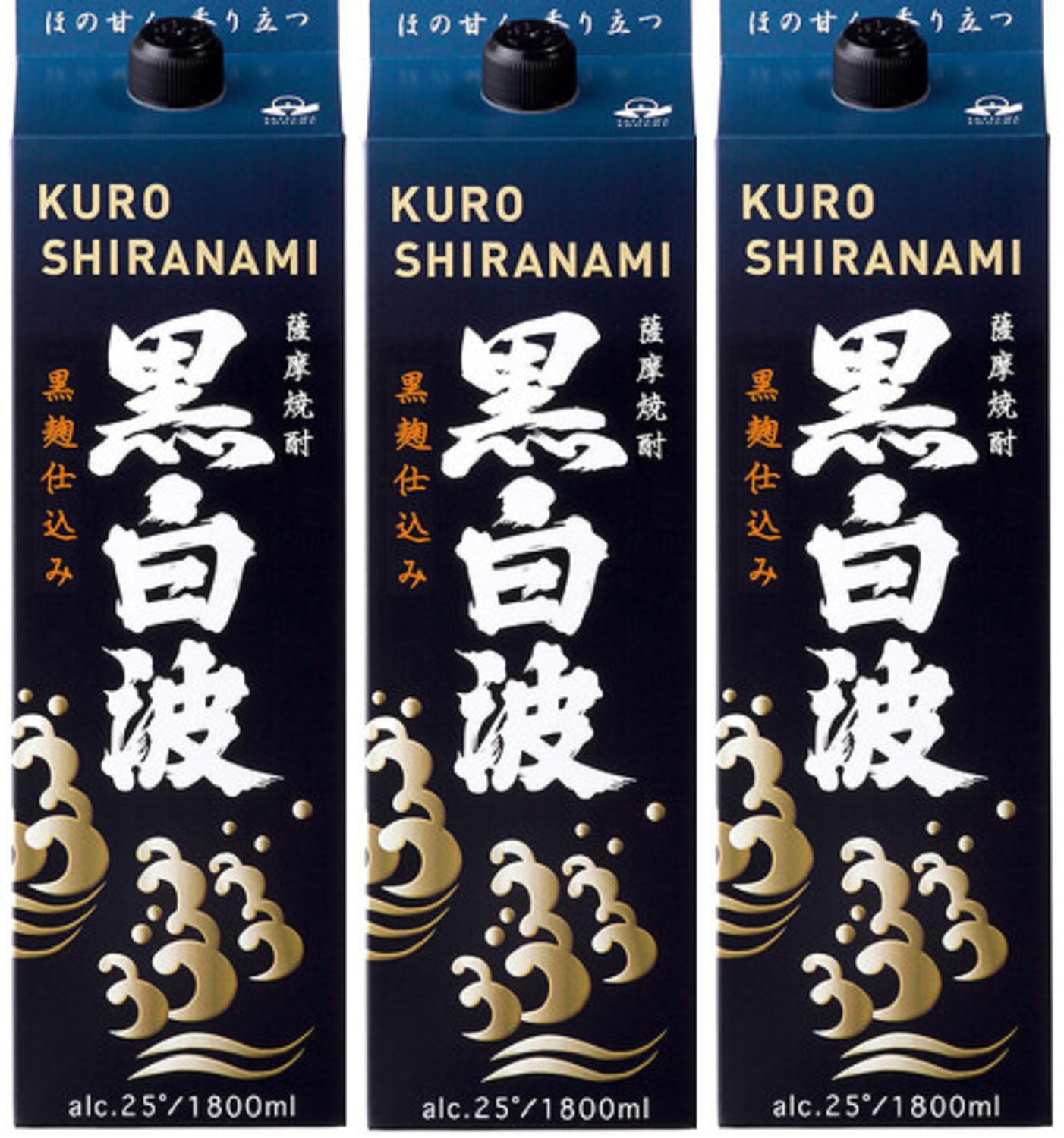 一部地域送料無料3本単位25度黒白波1800mlパック3本（３本単位）メーカー鹿児島県：薩摩酒造(株)