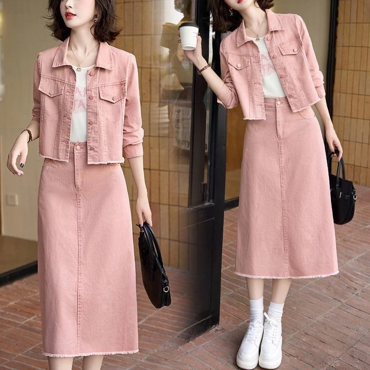 ハイエンドのカスタマイズ-秋 2025 新デニムジャケットベスト新スリーピーススーツカジュアル西洋ファッション年齢軽減スカートスーツ