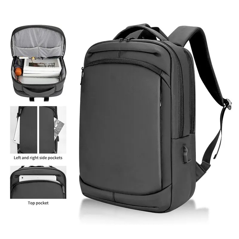 puカバーブラックグレー高校使用16.5インチ旅行ビジネスusbノートパソコンバックパック 16 inch