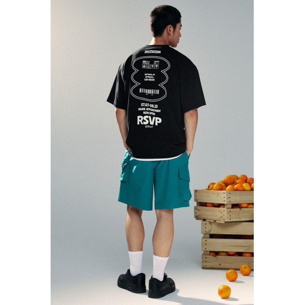 H&M ルーズフィットプリント T シャツブラック 4,987円