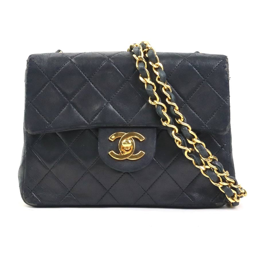 シャネル CHANEL ショルダーバッグ ラムスキン ブラック ゴールド レディース 90143a