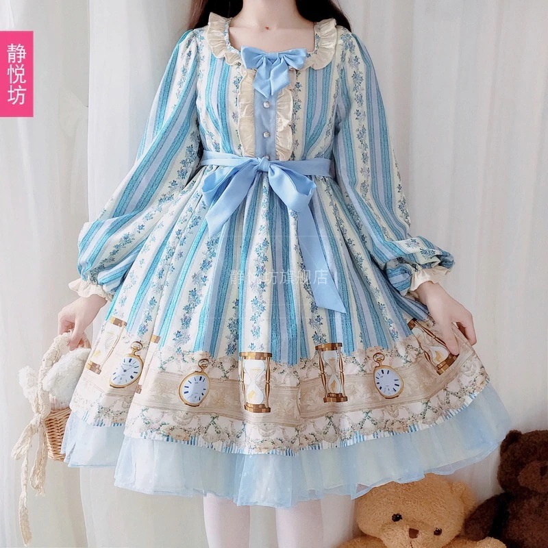 オリジナル メモリー オブ タイム ロリータ ドレス Op ドレス 長袖 日本製ロリータ フリル ソフト ガール プリンセス ドレス