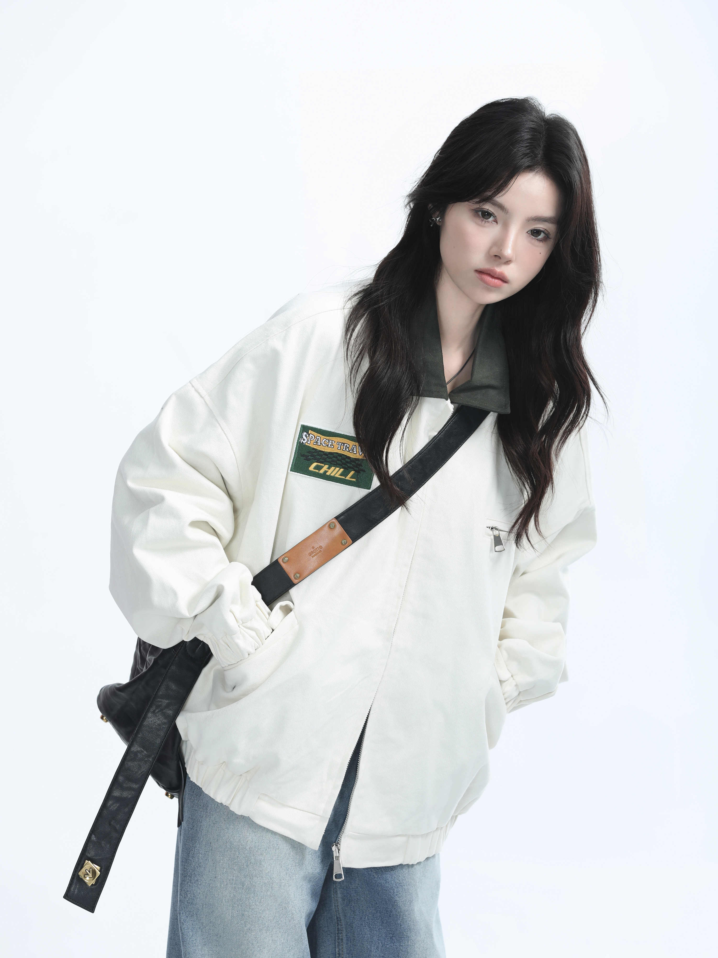 「SHANKONG」【高·品質版】【上品】2025新作 デニムジャケット アウター レトロ ゆったり 韓国ファッション レディーストップス アウター トップス セミロング トップス 23