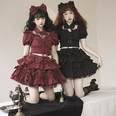未使用難有り★ゴスロリ★黒★綿★パニエ内蔵スカート★ハンドメイド★Y2K 日常ボリューム パニエ パニエスカート 骨なし ワイヤー無し