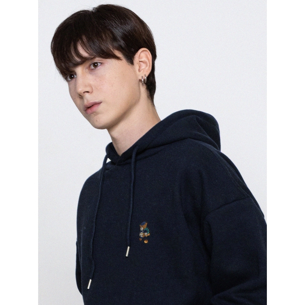 GRAVERデイジーブーケベア刺繍フードティーネイビー
