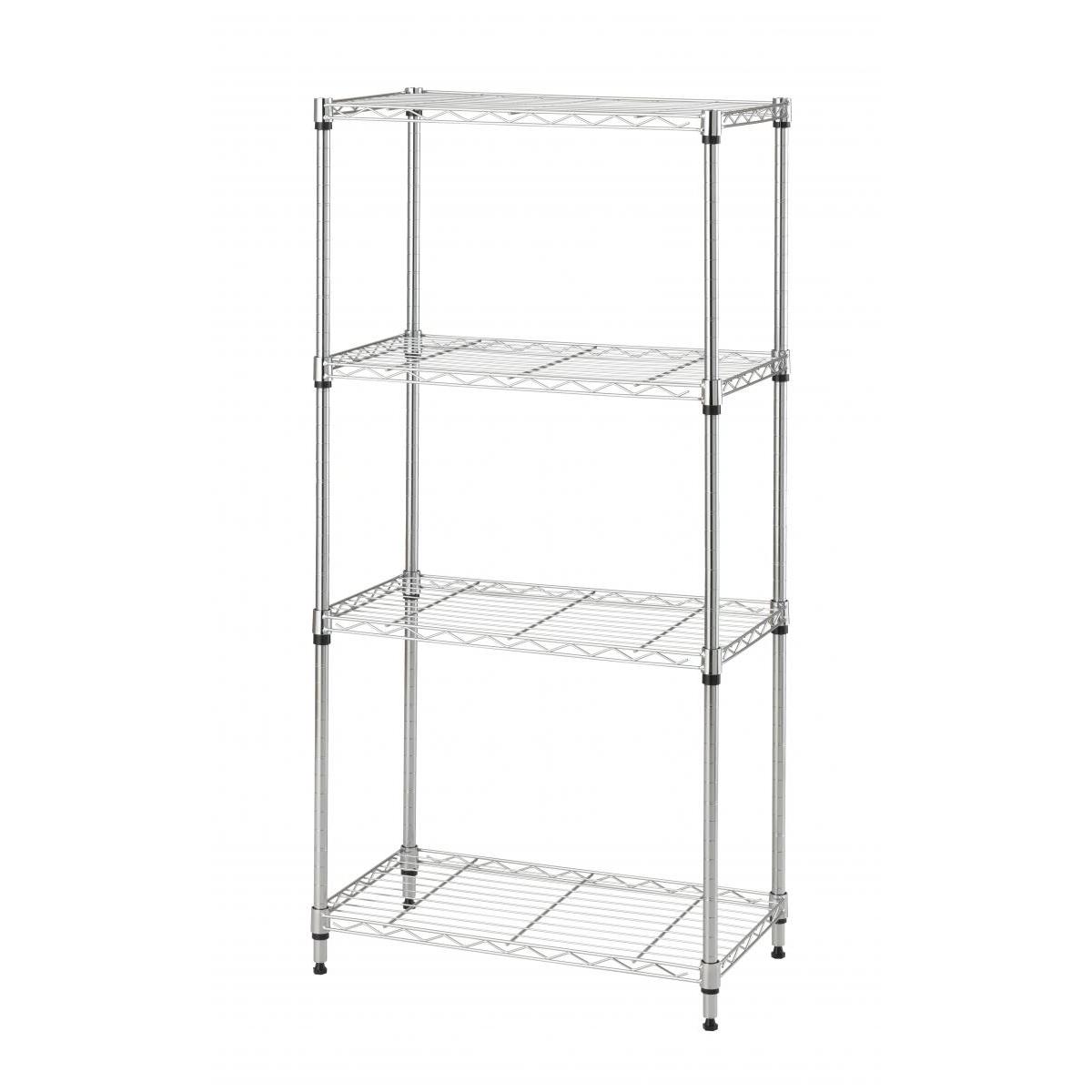 ドウシシャ システムワイヤーシェルフ 4段 60W SW19-60124 幅59.5cmx奥行34.5cmx高さ121cm 可動棚 ラック 収納 スチールラック