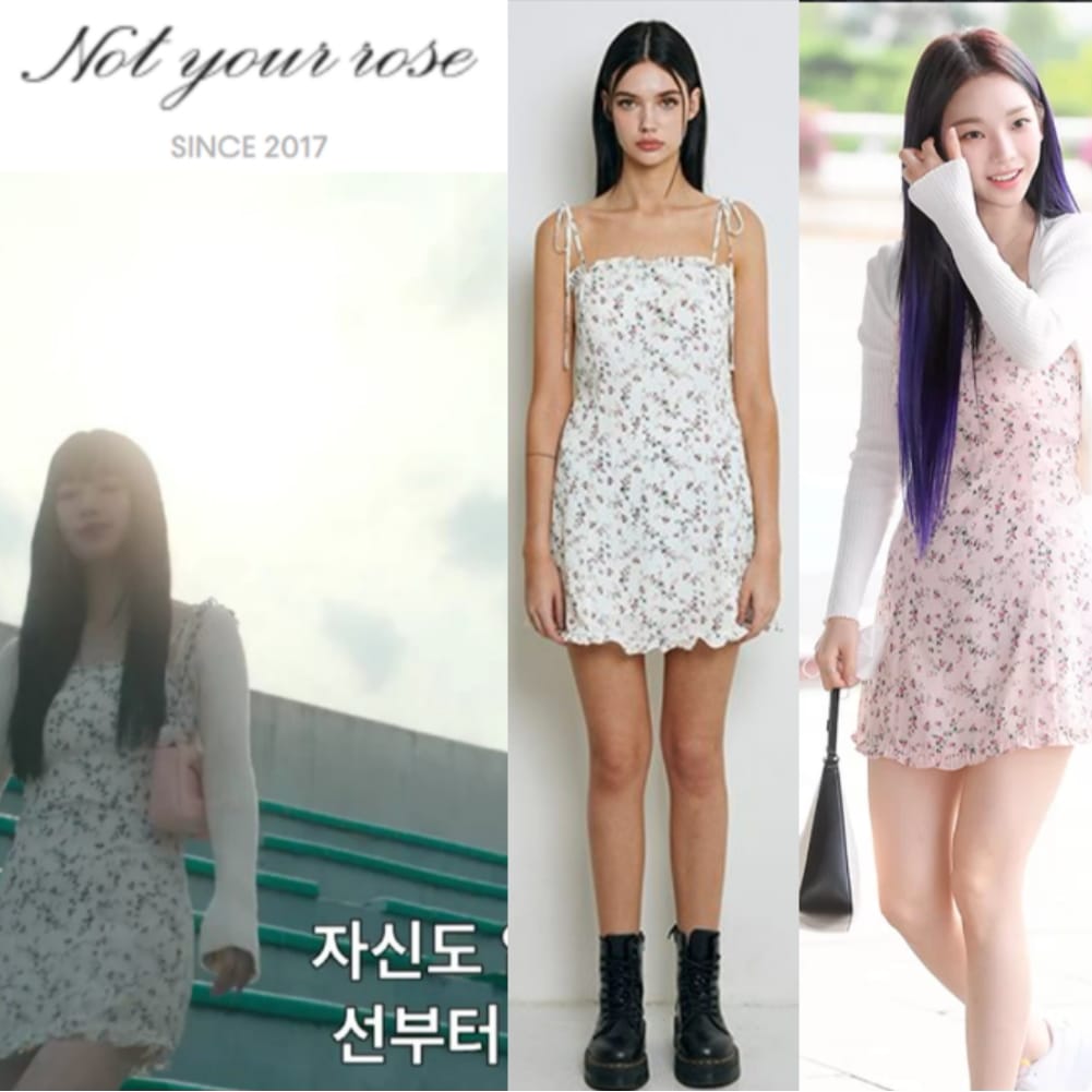 [ aespa Karina Not your rose フェミニンフリルミニワンピース ] 3色アイボリー ピンク 黒 韓国スタイル