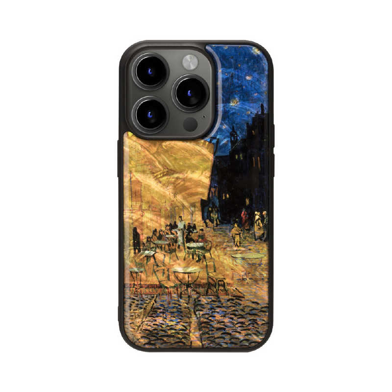 ROA　iPhone15 6.1インチ 天然貝ケース ikins 夜のカフェテラス　I25477i15PR