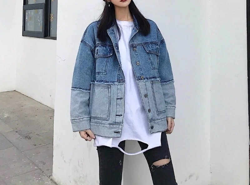 2025おしゃれ 気質 デニムジャケット コントラストカラー ジャケット 着痩せ 百掛け トップスアウターデニムジャケット