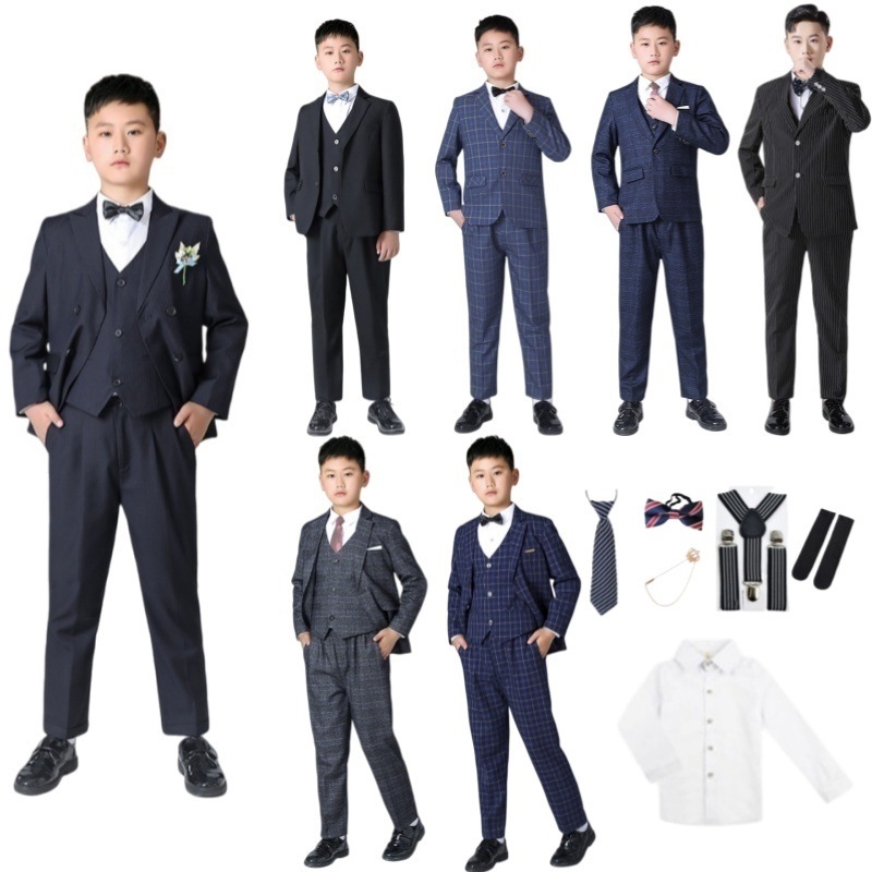8点セット 9点セット キッズ スーツ b体 太め 太め体型 大きいサイズ 男の子 フォーマルスーツ 子供 スーツセット ジャケット ベスト パンツ シャツ ネクタイ 蝶ネクタイ サスペンダー 入学式