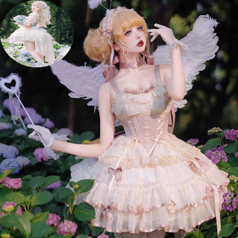 激安セールjskワンピース コスチューム 衣装 ロリータ風 演出服 花嫁洋服 Lolita ウエディングドレス 日系女子中高生 コスプレ ノースリーブ レディース 可愛い イベント衣装 切り替え風 ワ