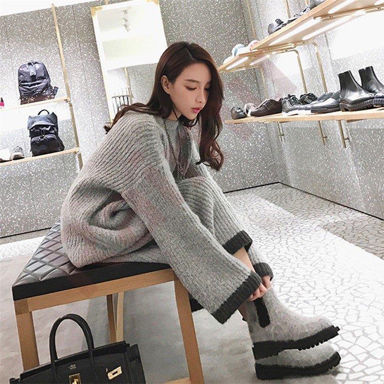 2点セットニットワンピーススカートレディースメリヤスセーター秋冬40長袖トップス上下セット韓国風通勤OLオシャレ上品体型カバー