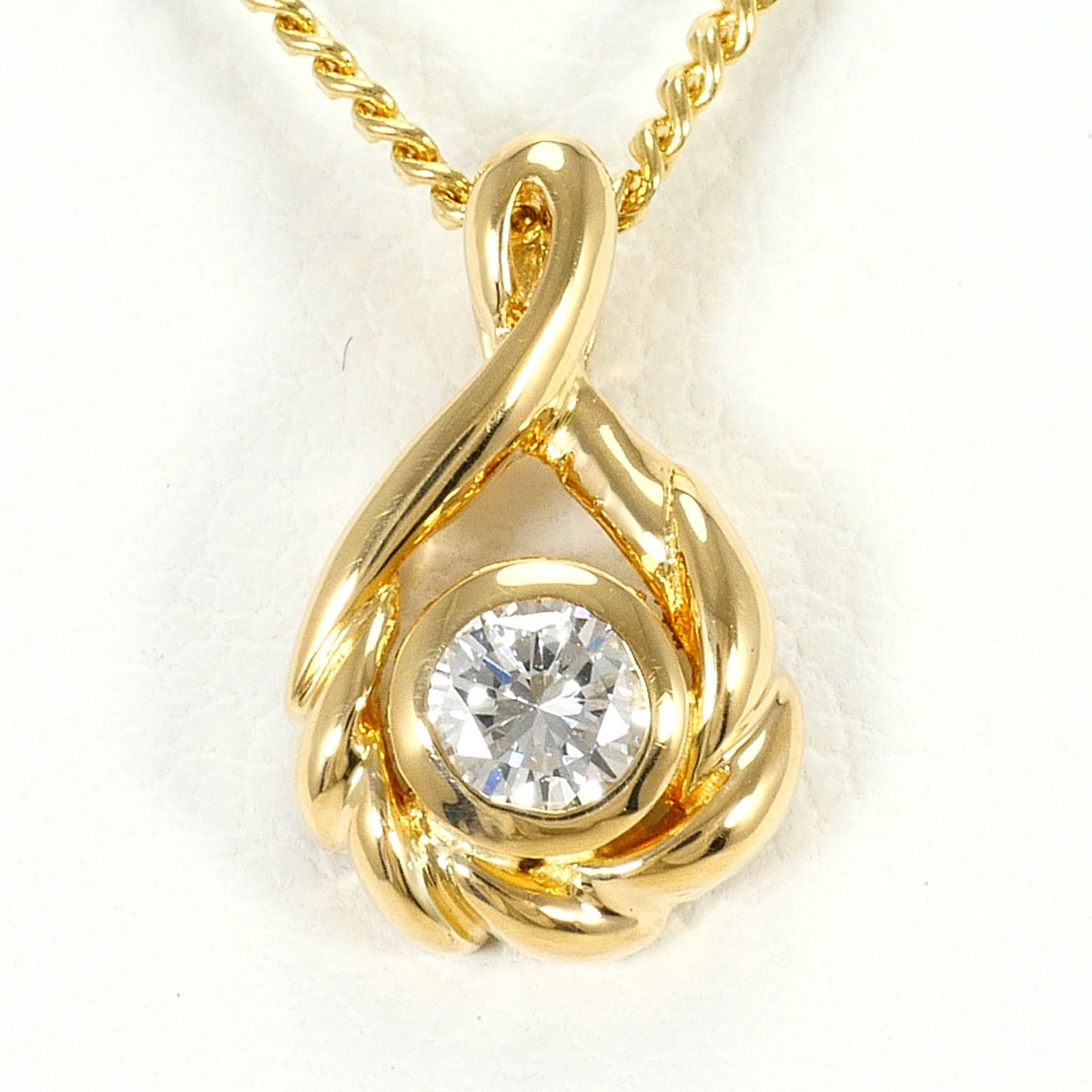 K18 18金 YG イエローゴールド ネックレス ダイヤモンド 0.10ct 鑑別書 総重量約3.6g 約40cm ジュエリー 中古