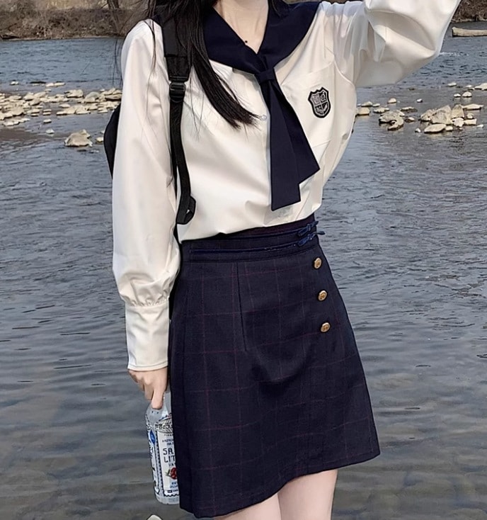 セットアップ デート モテアイテム 長袖 セーラー服 襟付き 可愛い きれいめ 上品 おしゃれ かっこいい 可愛い ラブリー キュート ガーリー クール モード系 セクシー エレガント 存在感