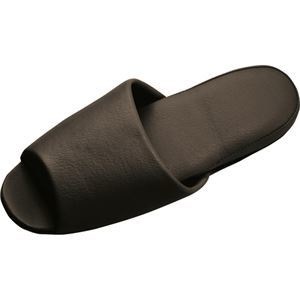 （まとめ）オーミケンシ 抗菌ビニールレザー調スリッパ（前開き） ダークブラウン 1足 [x5セット]