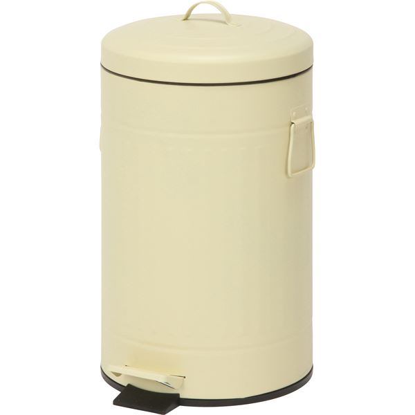 ダストボックス ゴミ箱 12L 約幅310mm 円形 アイボリー スチール ふた付 ペダル式 ラウンドペダルペール キッチン 台所