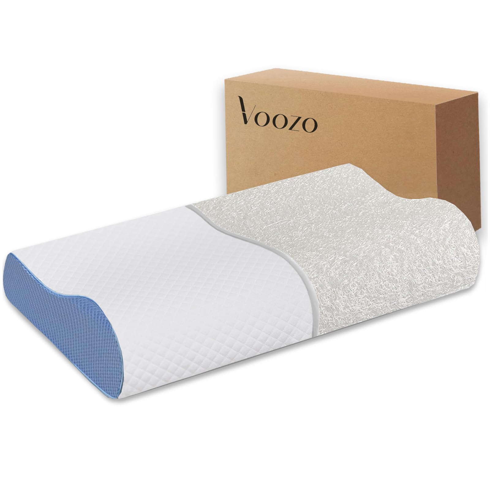 Voozo 空気ファイバー枕 高反発 洗える 通気性 蒸れない 快眠枕 横向き 仰向け 高さ調整可能 首リラックス用頸椎枕 人間工学に基づいたサポート枕 蒸れない 抗菌 消臭まくら 首が痛くならない