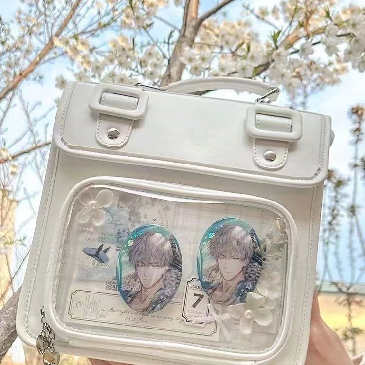 【1つ買うと10個無料】痛バッグ 痛バ　3way　リュック　ショルダーバッグ　JKバッグ　ひし形格子 ぬいぐるみ入り　缶バッジ入れ　推し活　推しグッズ　推しごと12