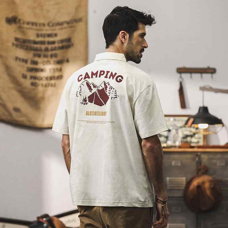 ポロシャツ アメリカン 半袖 夏 メンズ レトロ トップス 大きいサイズ Tシャツ コットンブレンド ヴィンテージカラー フィット