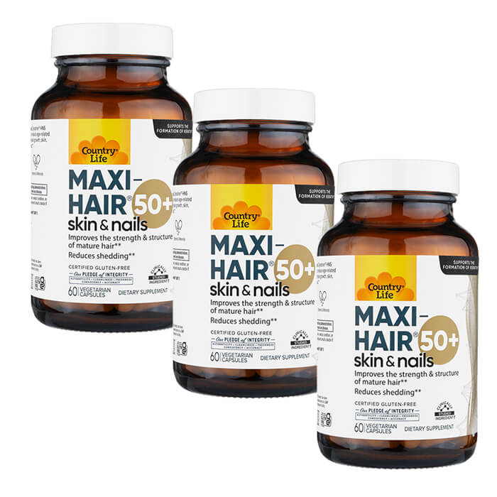 カントリーライフ マキシヘア50+ 60錠 3本 CountryLife Maxi-Hair 50+ 海外発送 日時指定不可 ヤマト国際便発送 8,745円