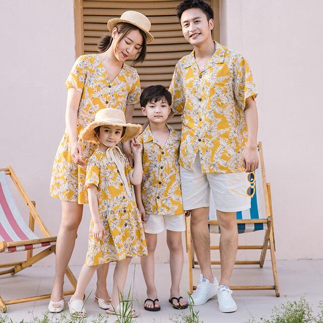 Qoo10 夏親子コーデメンズアロハシャツ ショート レディース服