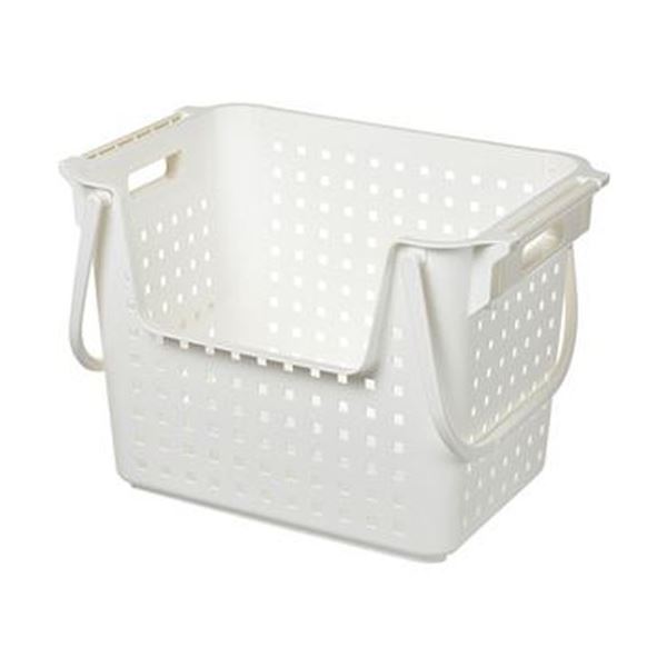 （まとめ）ヒマラヤ化学 積重ねワイドバスケット ホワイト 1個[x10セット]