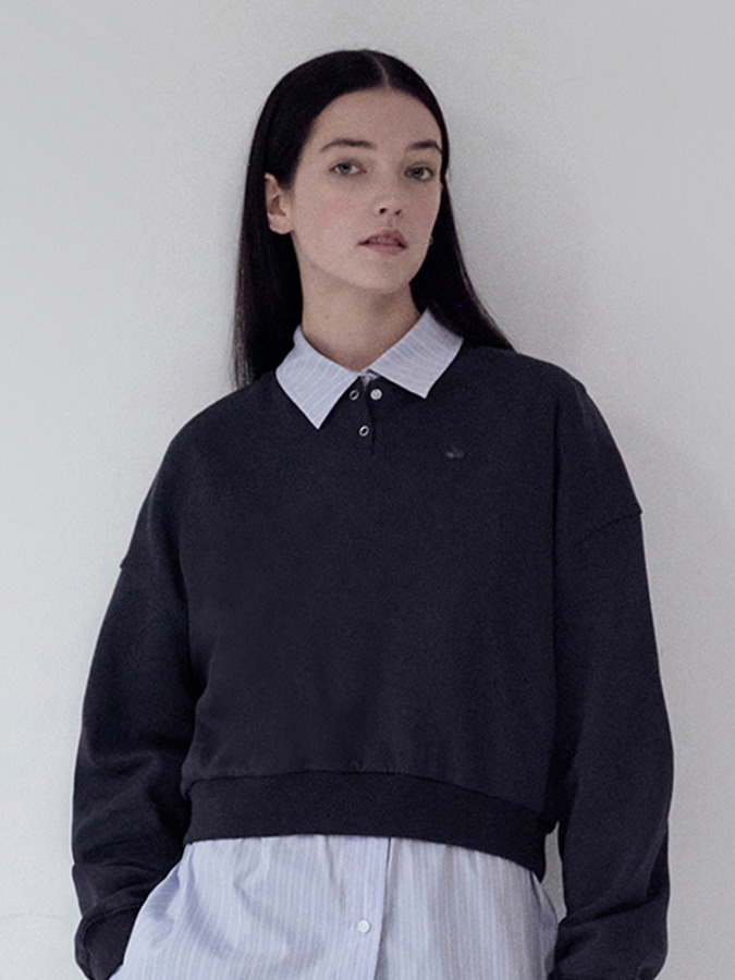 KIRSH PLAIN BUTTON POINT SWEATSHIRT [DARK NAVY]