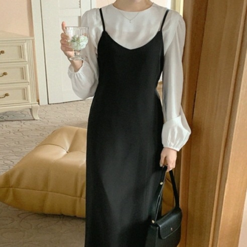 キャミソールワンピース ロング丈 大人可愛い きれいめ シンプル カジュアル 大人 上品 おしゃれ こなれ感 ガーリー ルーズ クール 主役級 存在感 無地 10代 20代 30代 レディース