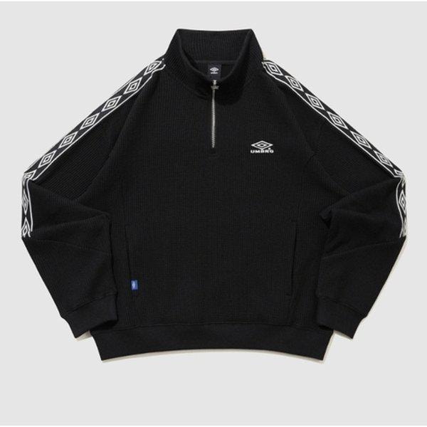 ワッフルウーマンズトラックハーフジップアップB1 UR122CFS11 BLK0 TRM0