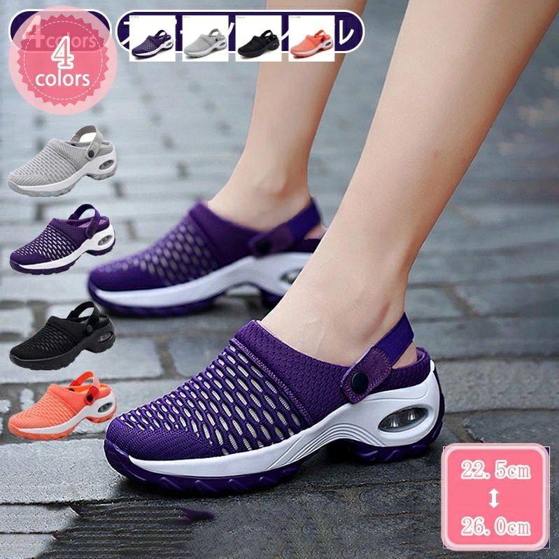 1000円OFFクーポン 夏 サンダル レディース 歩きやすい フラット 厚底 歩きやすい カジュアル サボ サンダル スリッポン 歩きやすい 女性 婦人靴 メッシュ 通気性 蒸れない 厚底サンダル