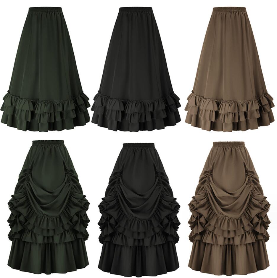 レディーススカート ティアードスカート 大人用コスチューム 舞台衣装 中世紀欧風 ゴシック パンク お姫様 貴族 伯爵夫人 コスプレ ステージ衣装 ハロウィンコスチューム パーティー ダンス衣装 舞台