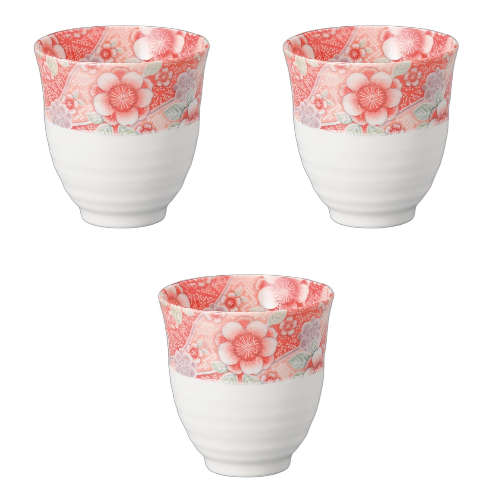 セトモノホンポ(Setomonohonpo) 3個セット 華友禅長湯呑（白） [ 8.3×8.6cm ] 湯呑陶磁器