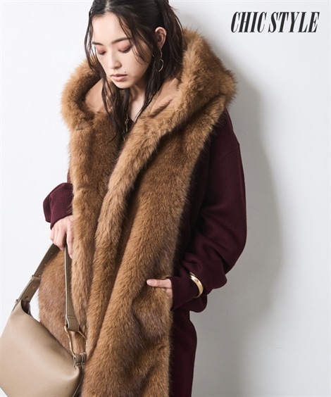 ダウンジャケット・コート フェイクファーフーディマフラー 大きいサイズ有 シックスタイル