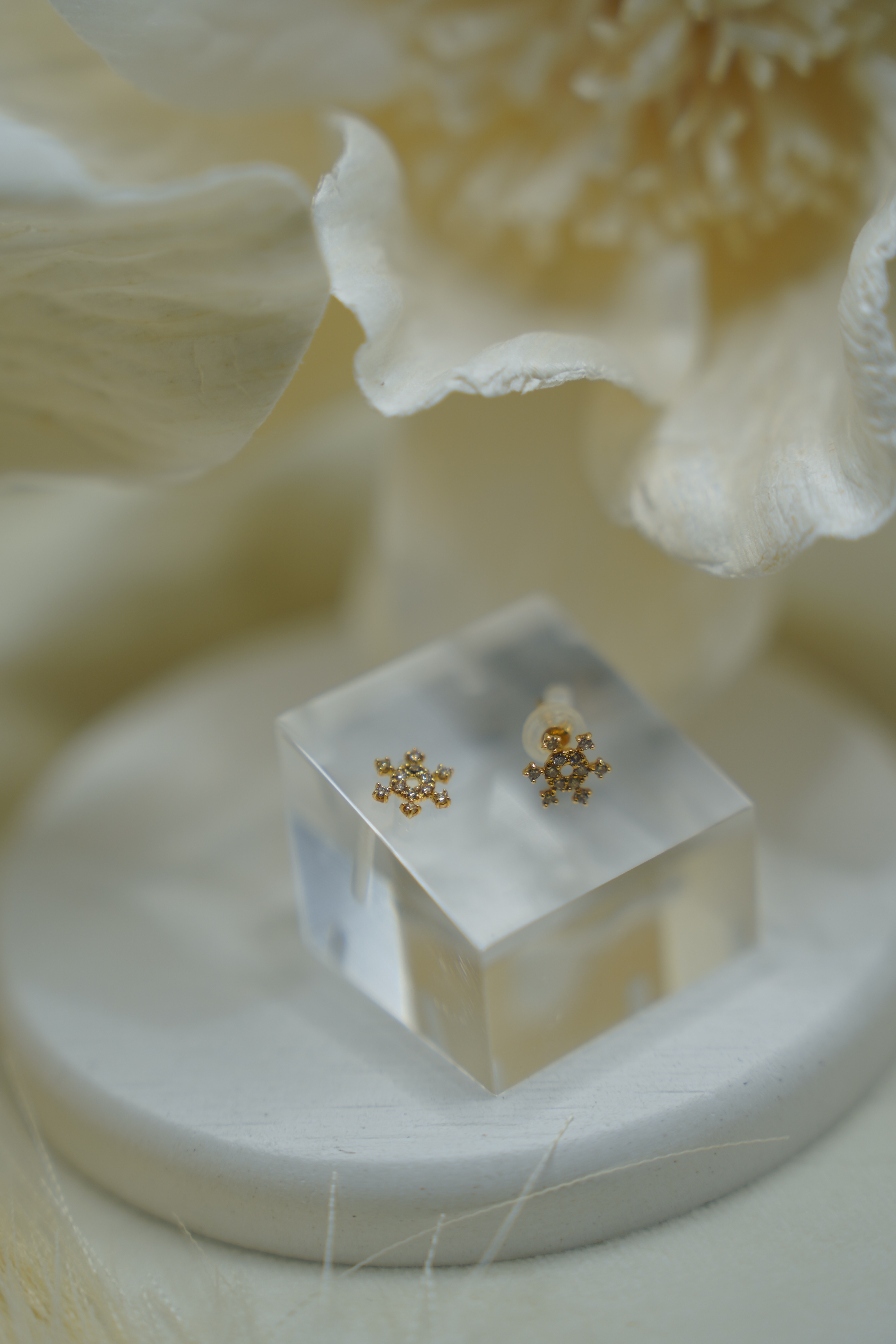 新品　K18イエローゴールド　ダイアモンド　ピアス　天然ダイヤモンド 0.2ct　スノー　雪の結晶　おしゃれ　【E4552306170074】