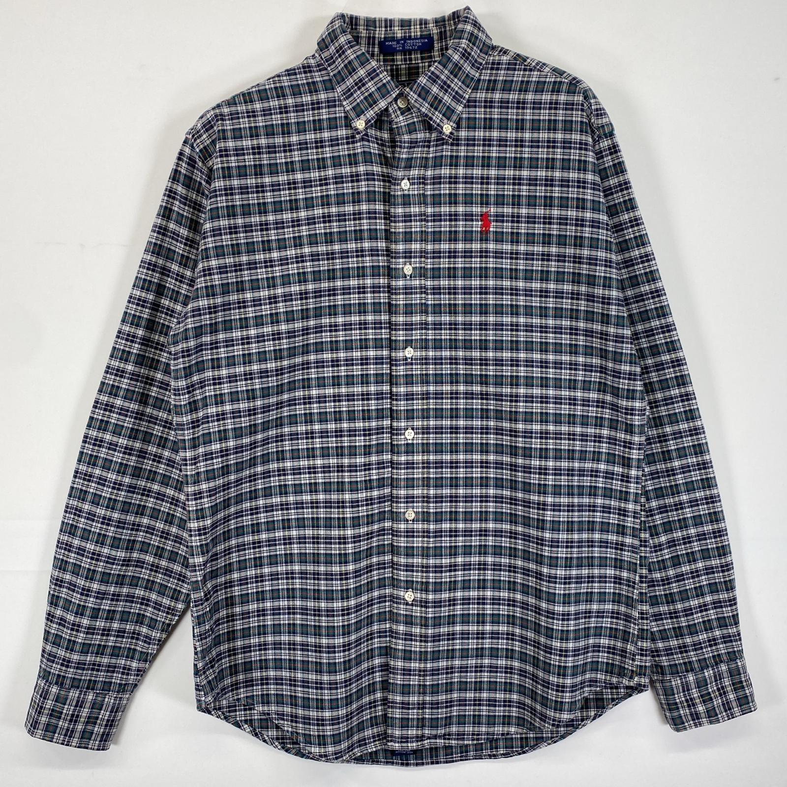 古着 ポロバイラルフローレン Polo by Ralph Lauren 長袖シャツ ボタンダウン ロゴ刺繍 ワンポイントロゴ XL グレー系 チェック レディース 4,598円