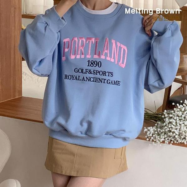 女性ラウンドTシャツルーズフィットマンツーマンPL25