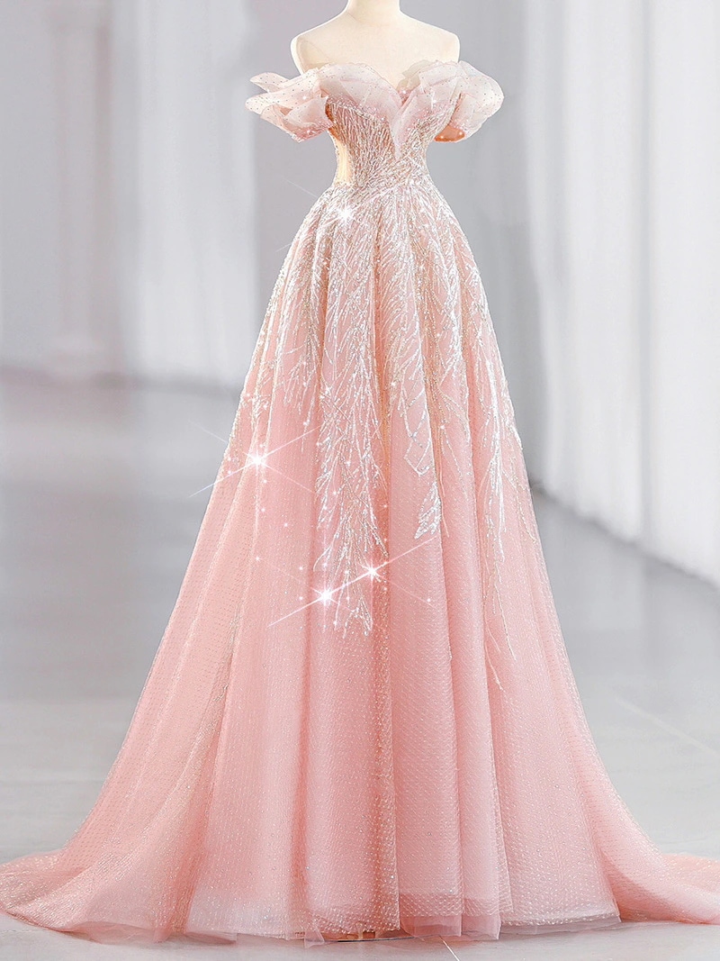 女性用イブニングドレススカート2024年誕生日プリンセス宴会気質成人式芸術試験通常着用ロングスタイル ウェディングドレス