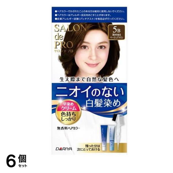 無香料ヘアカラー 早染めクリーム 白髪用 5B 深みのあるベージュブラウン 1組入 6個セット