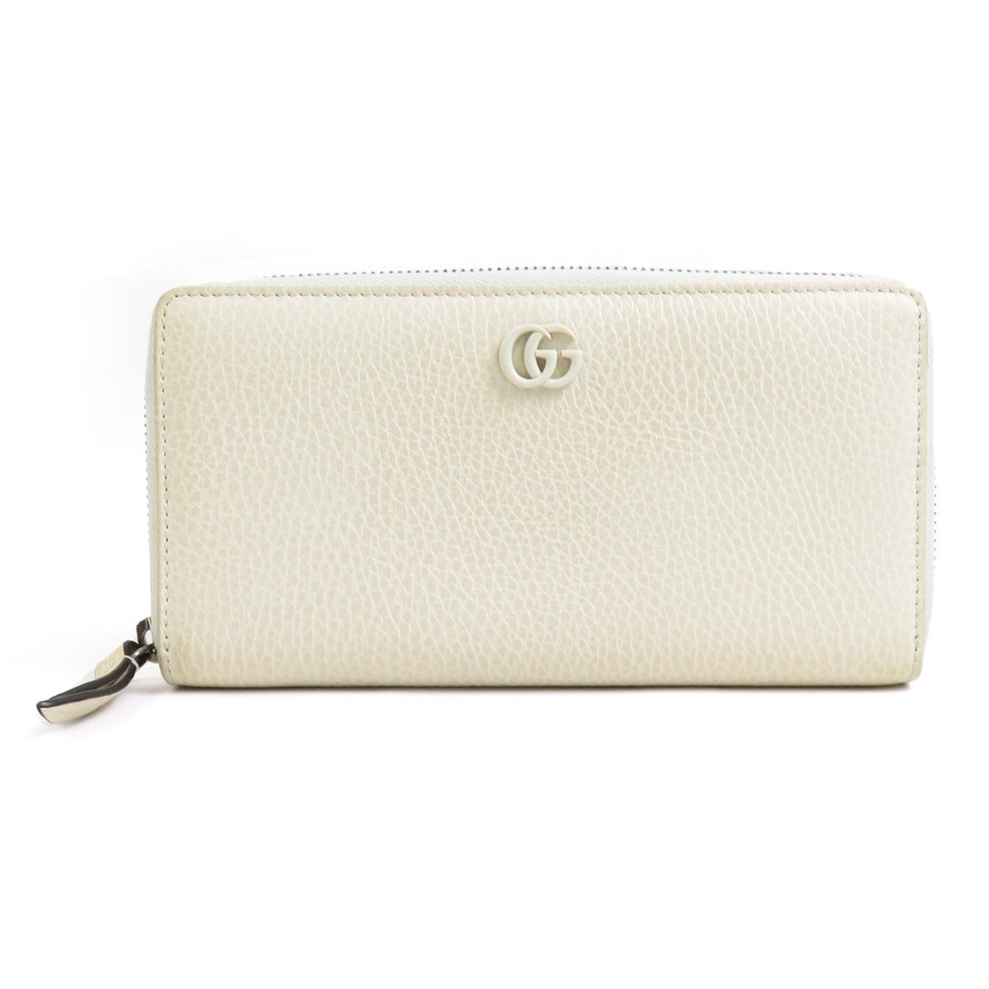 グッチ GUCCI ラウンドファスナー長財布 GGマーモント レザー オフホワイト シルバー レディース 456117 e59820g
