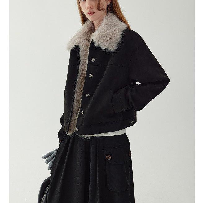 gifts for women keep warm ヴィンテージカジュアルスエードレザーショートコート秋冬デザイン取り外し可能な毛皮の襟綿パッド入りジャケット女性