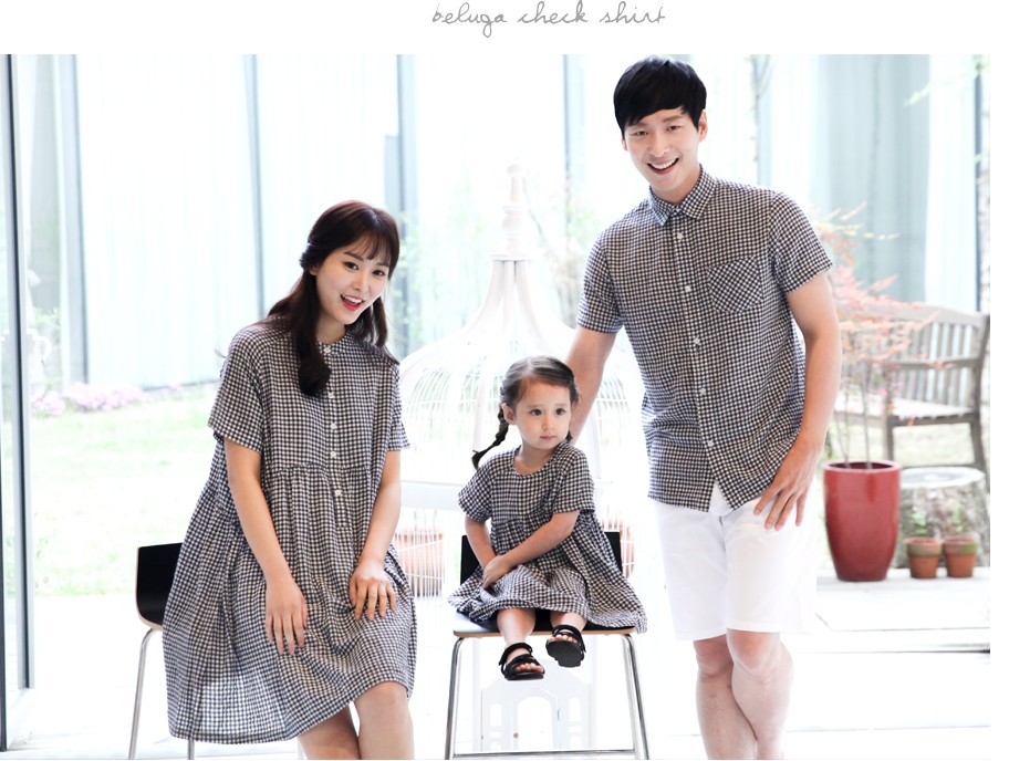 韓国子供服 チェック柄 シャツ SALE ワンピース 可愛いデザイン 公式サイト カジュアル 親子ペアルックファッション