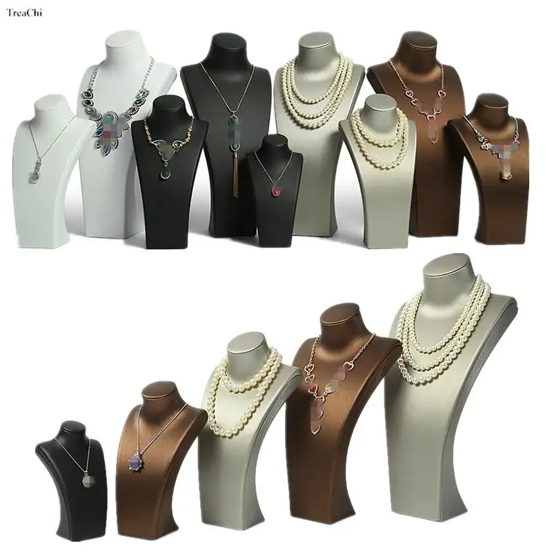 納期14-21日革のポートレート,ペンダント,ジュエリーの棚用のイミテーションネックのディスプレイ