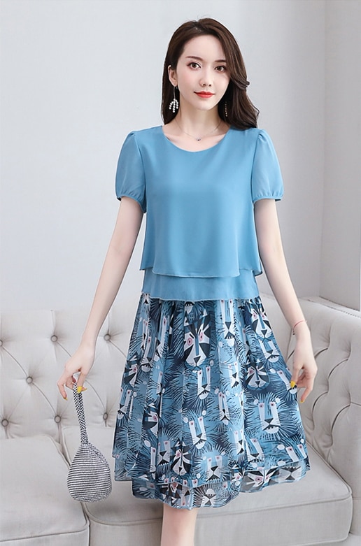 ワンピース 膝丈 ひざ丈 袖あり 半袖 Uネック Aライン 切り替えデザイン 透け感 かわいい きれいめ 上品 お洒落 大人女子 ラブリー キュート ガーリー エレガント 無地 柄 春 夏 秋 冬