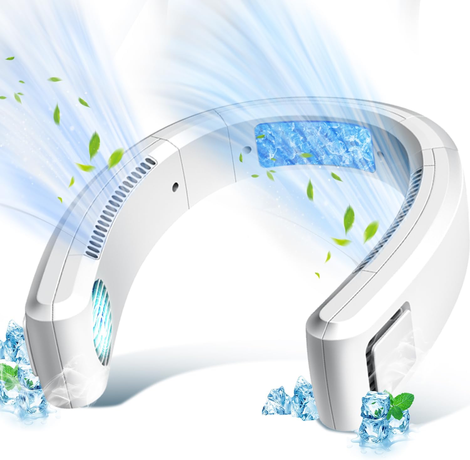 首掛け扇風機 冷却プレート ネッククーラー 羽根なし 急速冷却 USB充電式 携帯扇風機 静音 ハンズフリー 3段階風量調節 ひんやり くびかけ扇風機 ねっくくーらー 瞬間冷感 髪の毛巻き込み防止 母