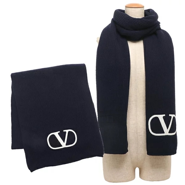 ストール マフラー Vロゴ ニットスカーフ ネイビー レディース 1W2ET00NLZC 598