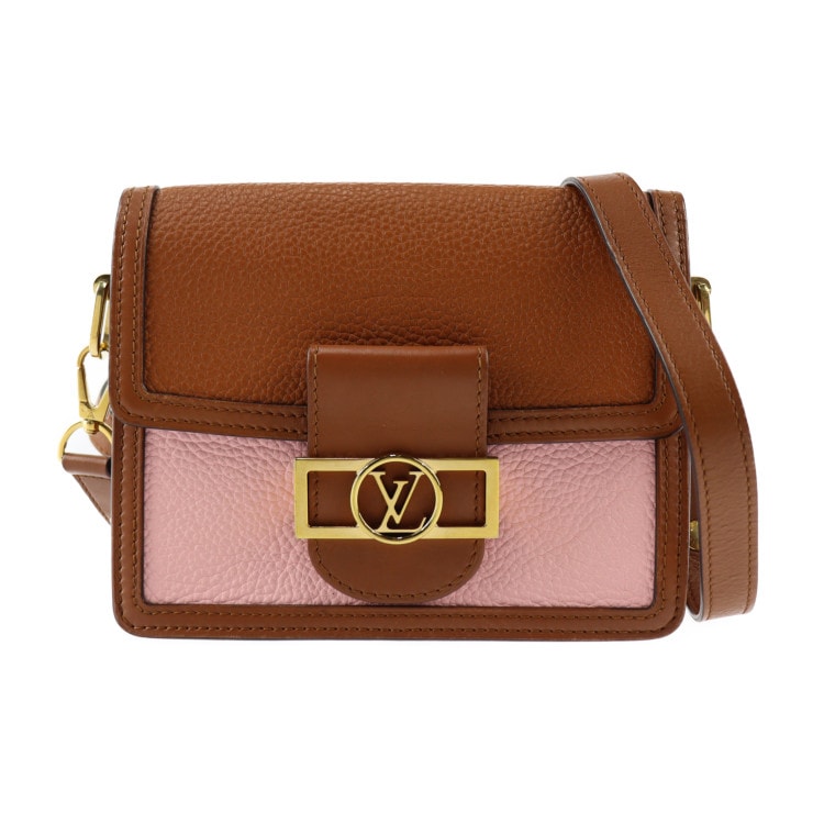 LOUIS VUITTON ルイ ヴィトン ショルダーバッグ M53805 ドーフィーヌMINI トリヨンレザー ブラウン ピンク ゴールド金具 サークルロゴ【本物保証】