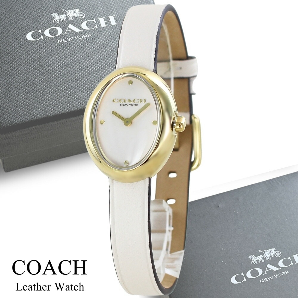 コーチ 腕時計 手表 レディース ブランド アイボリー ホワイト ゴールド シンプル おしゃれ かわいい 2針 アナログ レザー 時計 仕事用 プレゼント 誕生日 結婚祝い 結婚記念日 成人式 入学祝