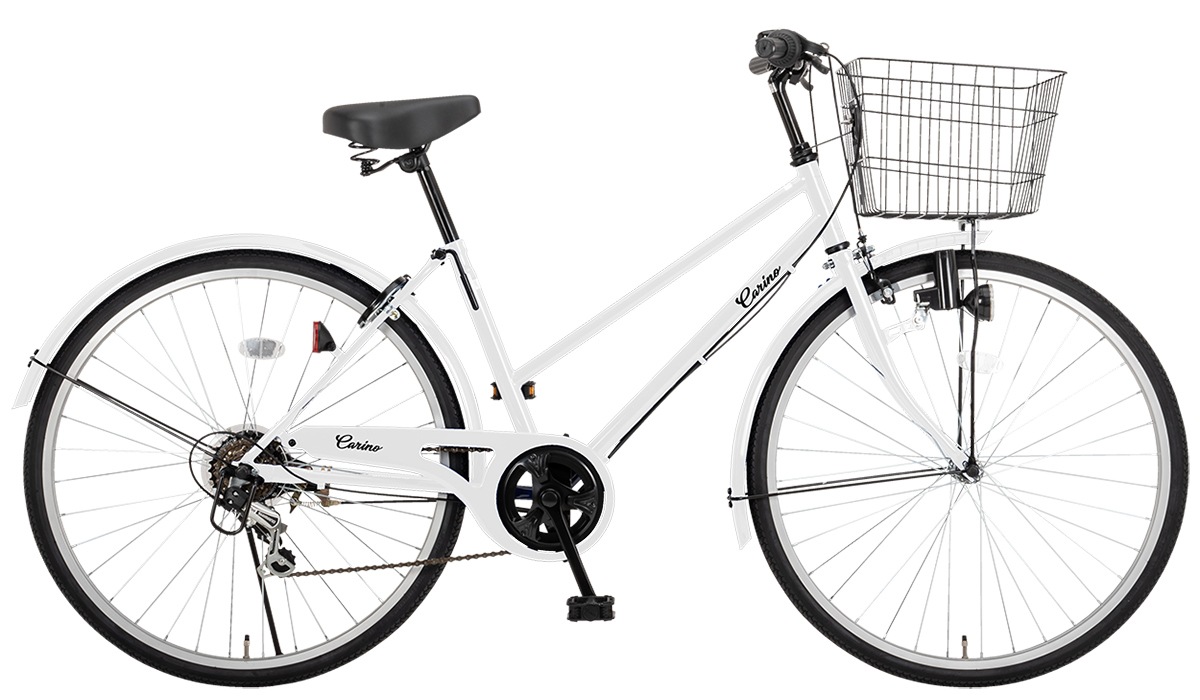 完成品 組立済 自転車 26インチ シマノ製6段変速 ダイナモライト 1本スタンド 大型カゴ 後輪錠 CR-C266D ホワイト 61921