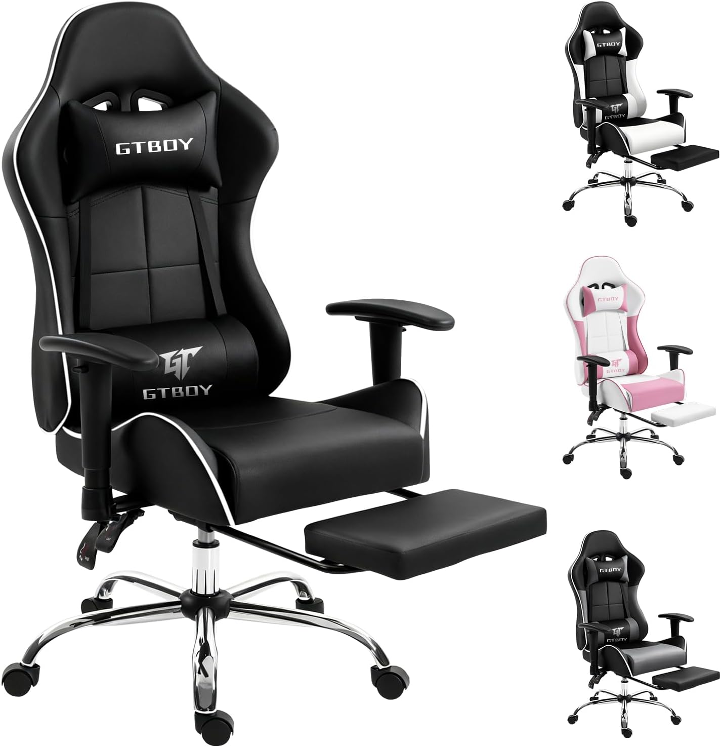 ゲーミングチェア 伸縮式脚置き付き 高反発スポンジと3Dアームレストで快適 高耐久スチールフレーム オフィスチェア 兼用可能 リクライニング パソコンチェア 昼寝 休息（4色）