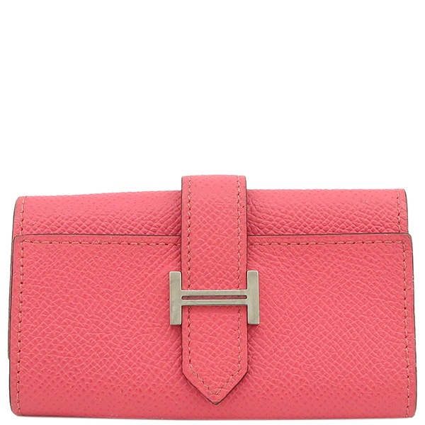 エルメス HERMES キーケース ベアン 4連キーケース ヴォーエプソン ローズアザレ シルバー金具 T刻印【中古】